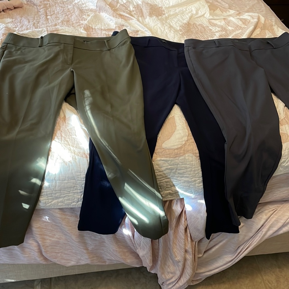 Loft Plus Marissa skinny pencil pants 18. Olive, navy and gray.